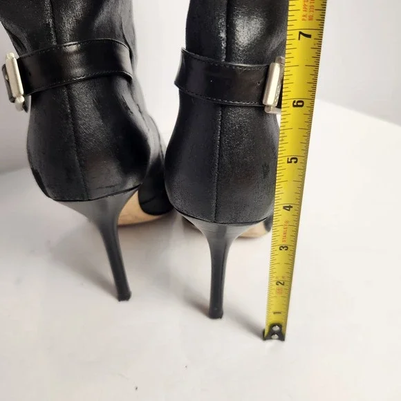 Jimmy Choo Women's Distressed Front Zip Black Leather Boots Size 37.5 (6.5-7) - Picture 7 of 14